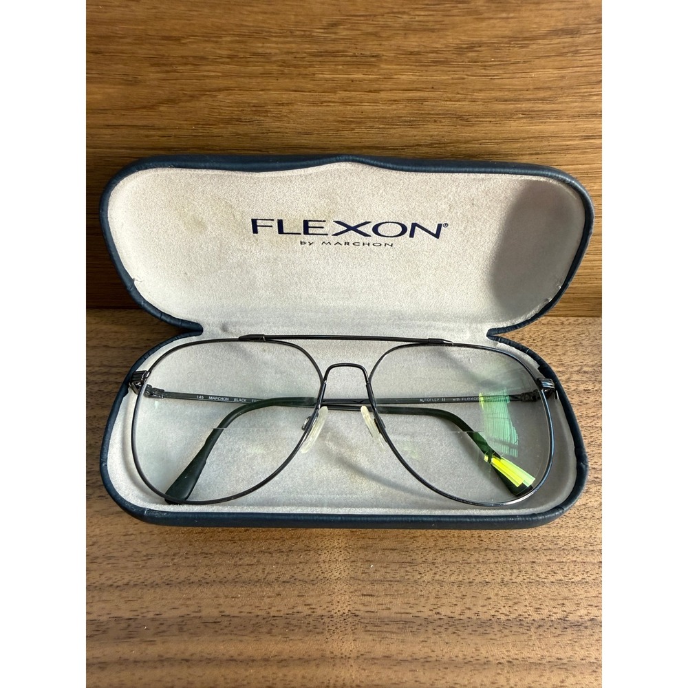 Flexon by Marchon Autoflex 11 Black Aviator Eyeglasses Frames Japan 145 w/ Case